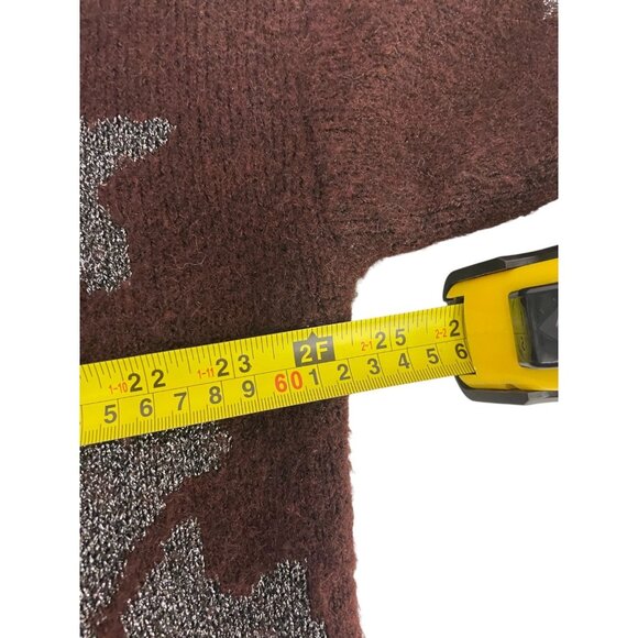 Zara Women Sweater Cardigan Coat L XL Wine Metallic Thread Jacquard 2756/128 NWT - Picture 13 of 15